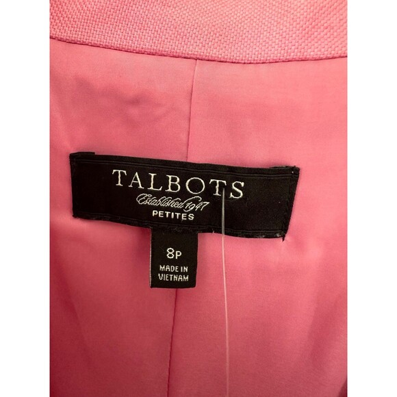Talbots Women's Pink Linen Cotton Blend Crop Button Down Lined Peacoat Petite 8 - Picture 5 of 7